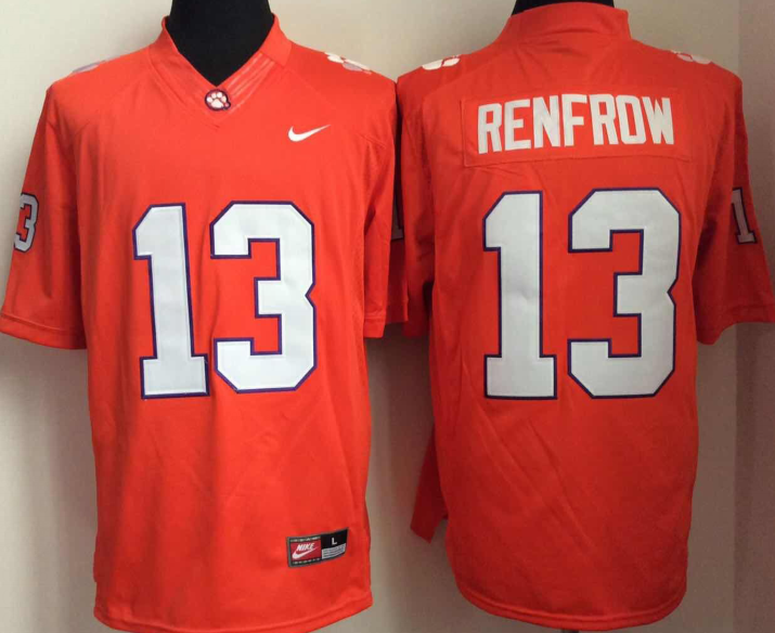 NCAA Men Clemson Tigers 13 RENFROW Orange
